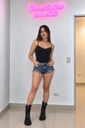 Short De Jean Tiro Bajo Azul Oscuro
